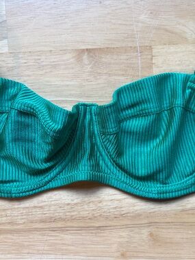 Green Ribbed Bandeau Bikini Top - Women's Swim